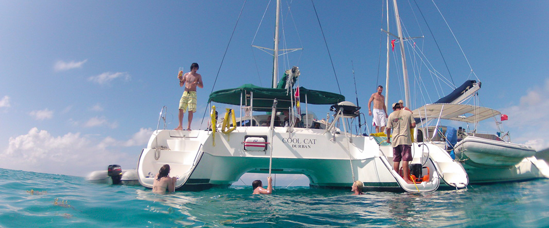 visitors having fun on cool cat catamaran